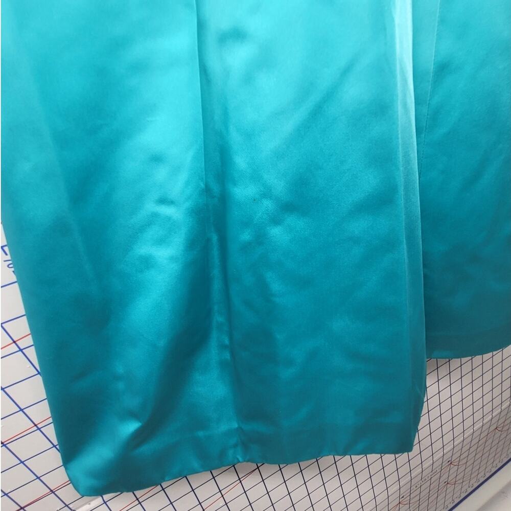Vintage 50s 60s Satin Blue Boatneck Cocktail Dress Elegant Timeless Style - Picture 15 of 16